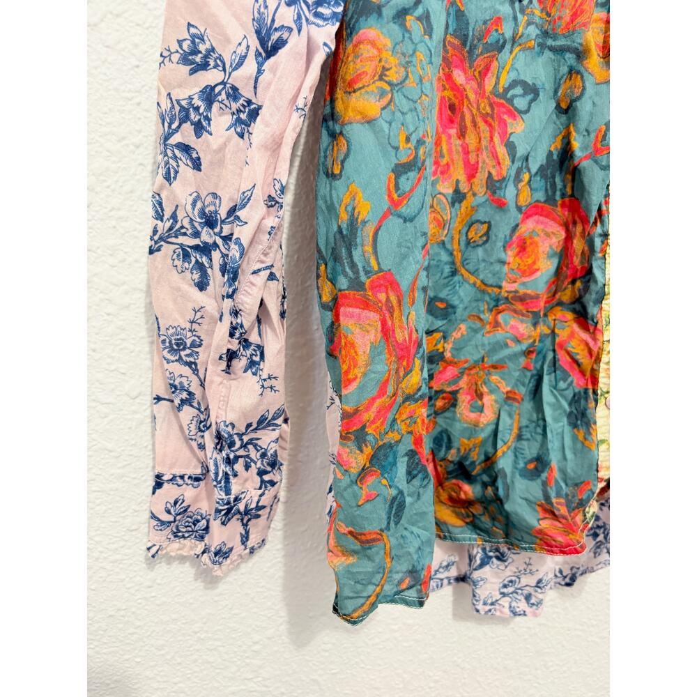 Sundance Floral Patchwork Button Down Shirt Blous… - image 5